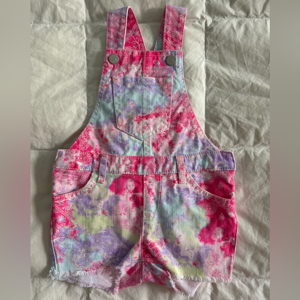 Girls Tie Dye Paisley Twill Shortalls